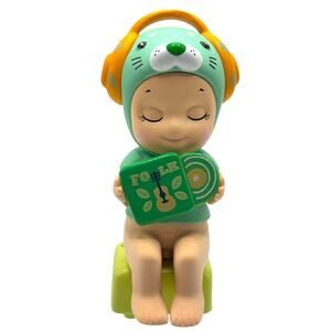 New Seated Kewpie/Angel Mini Figure w/Headphones, Stool, Folk Music, Open Box